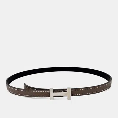 Pre-owned Hermes Leather Brown H Reversible Belt