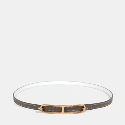 Pre-owned Hermes Leather Brown Roulis Reversible Belt