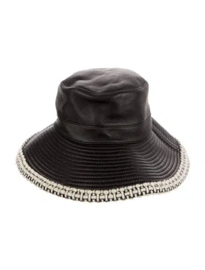 Pre-owned Hermes Leather Bucket Hat In Black