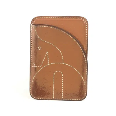 Pre-owned Hermes Leather Card Case () In Brown
