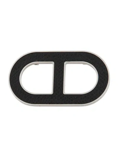 Pre-owned Hermes Leather Chaine D'ancre Brooch In Black