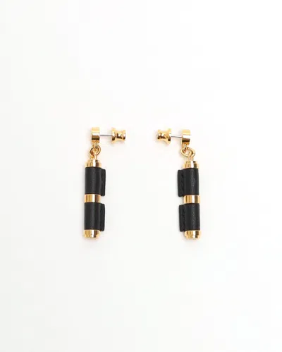 Pre-owned Hermes Hermès Leather Charniere Drop Earrings In Multi