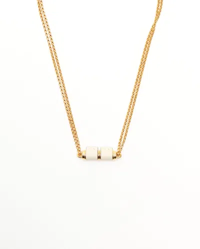 Pre-owned Hermes Hermès Leather Charniere Necklace In White
