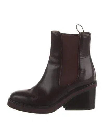 Pre-owned Hermes Leather Chelsea Boots In Burgundy