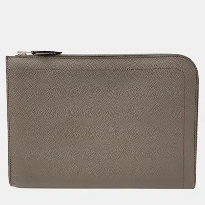 Pre-owned Hermes Leather Clutch In Brown