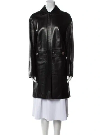 Pre-owned Hermes Leather Coat In Black