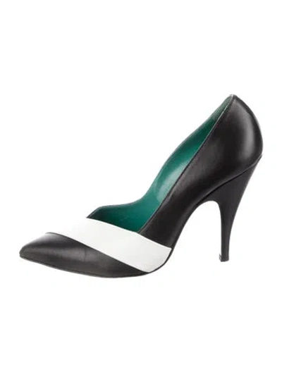 Pre-owned Hermes Leather Colorblock Pattern D'orsay Pumps In Multi