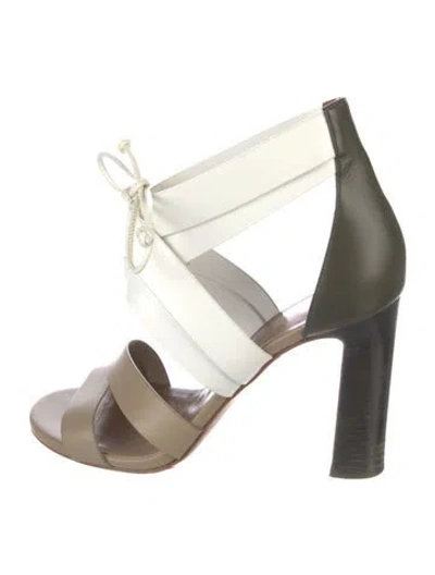 Pre-owned Hermes Leather Colorblock Pattern Gladiator Sandals In Neutral