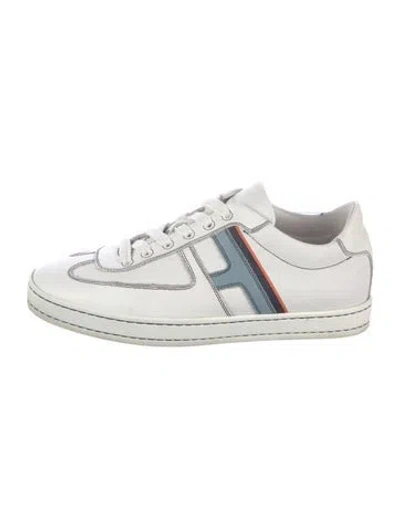 Pre-owned Hermes Leather Colorblock Pattern Sneakers In White
