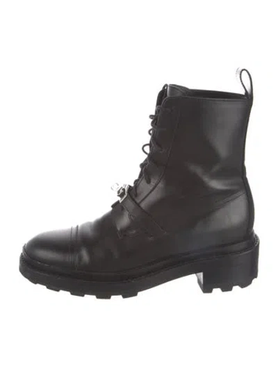 Pre-owned Hermes Leather Combat Boots In Black