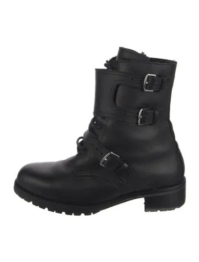 Pre-owned Hermes Leather Combat Boots In Black