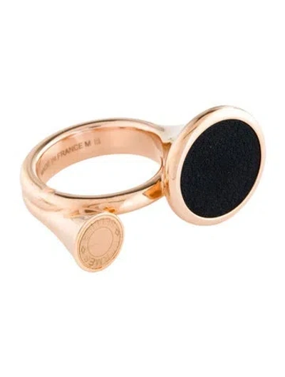 Pre-owned Hermes Leather Cor Cocktail Ring In Black