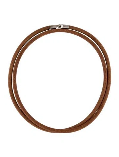 Pre-owned Hermes Leather Cord Necklace, 40" In Multi