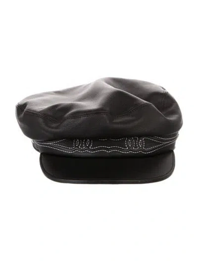 Pre-owned Hermes Leather Dinard Equestre Cap In Black