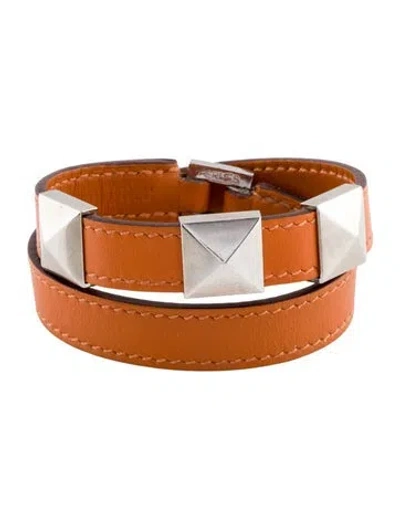 Pre-owned Hermes Leather Double Wrap Bracelet In Multi