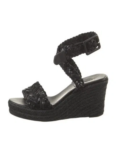Pre-owned Hermes Leather Espadrilles In Black