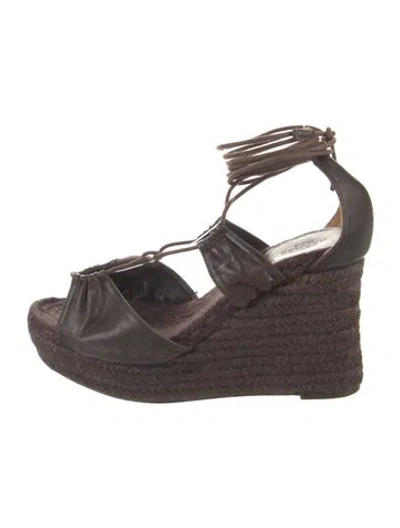 Pre-owned Hermes Leather Espadrilles In Brown