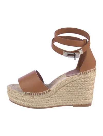 Pre-owned Hermes Leather Espadrilles In Brown