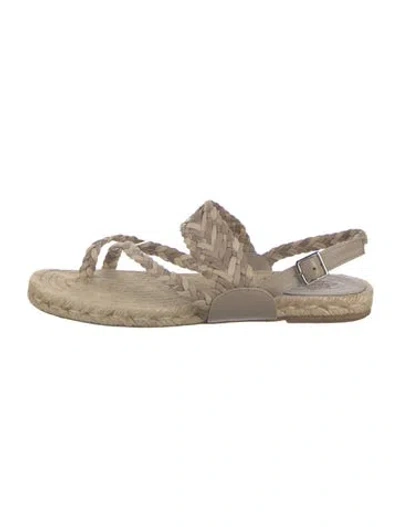 Pre-owned Hermes Leather Espadrilles In Neutral