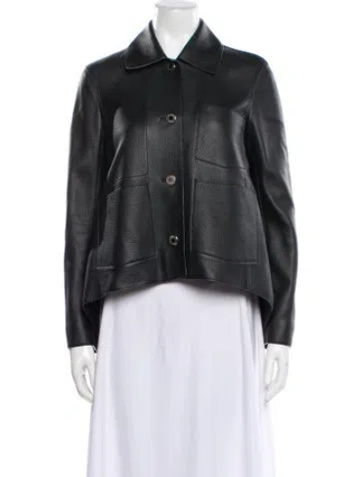 Pre-owned Hermes Leather Faux Fur Jacket In Black