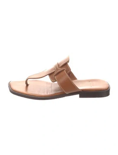 Pre-owned Hermes Leather Flip Flops In Brown