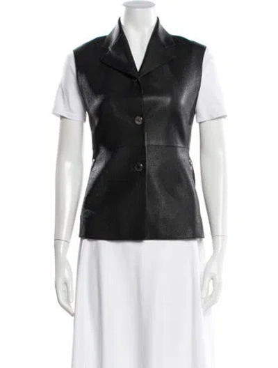 Pre-owned Hermes Leather Fur Jacket In Black