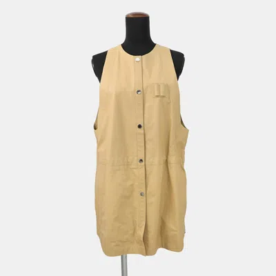 Pre-owned Hermes Leather Gilet Size 36 Beige Calf Leather In Sand