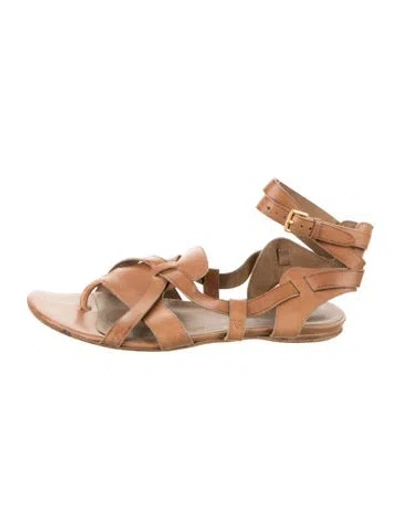 Pre-owned Hermes Leather Gladiator Sandals In Brown