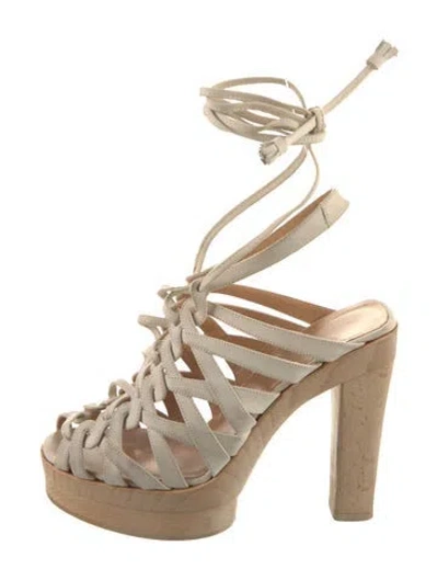 Pre-owned Hermes Leather Gladiator Sandals In Neutral
