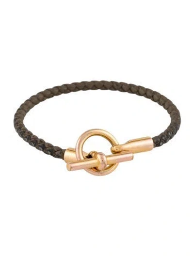 Pre-owned Hermes Leather Glenan Bracelet, 5.75" In Multicolor