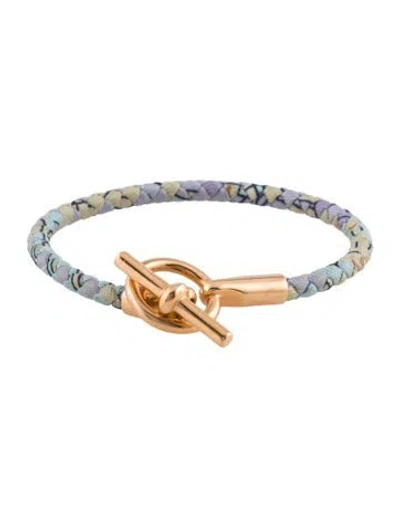 Pre-owned Hermes Leather Glenan Bracelet, 6.25" In Multi