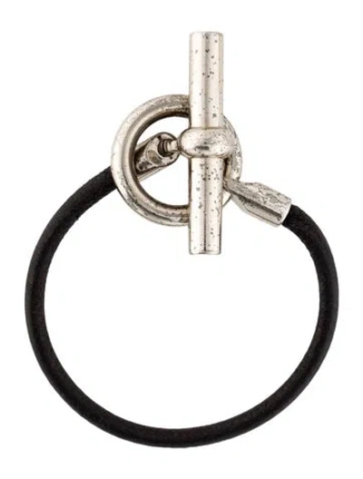 Pre-owned Hermes Leather Glenan Bracelet In Black