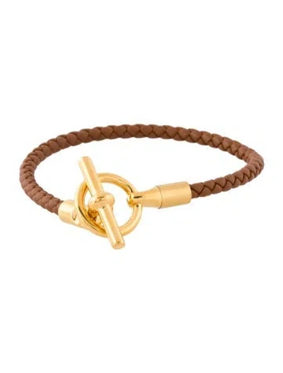 Pre-owned Hermes Leather Glenan Bracelet In Brown