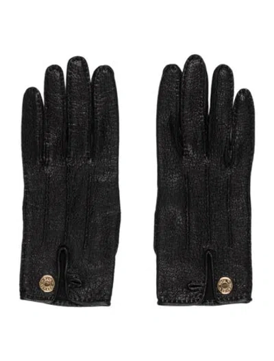 Pre-owned Hermes Leather Gloves In Black