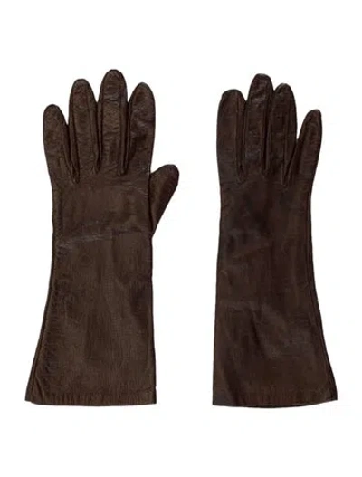 Pre-owned Hermes Leather Gloves In Brown