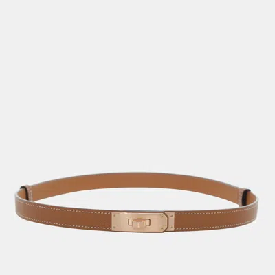 Pre-owned Hermes Leather Gold Kelly 18 Belt