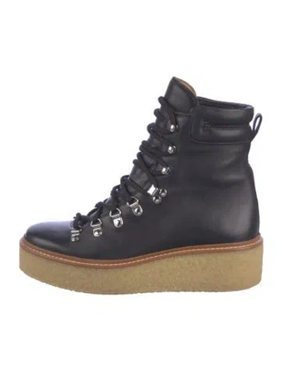 Pre-owned Hermes Leather Hiking Boots In Black