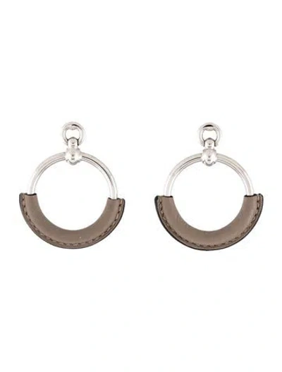 Pre-owned Hermes Leather Hoop Earrings In Multicolor