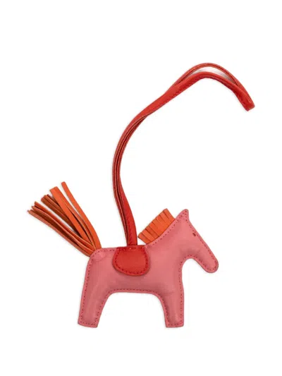 Pre-owned Hermes Leather Horse Charm In Pink