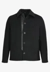 Hermes Leather-insert Wool Overshirt In Wool In Black