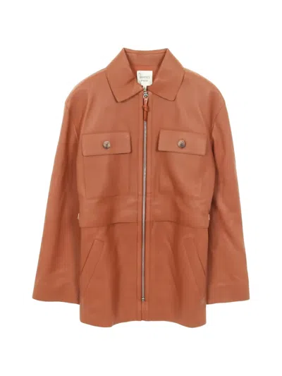 Pre-owned Hermes Leather Jacket In Brown