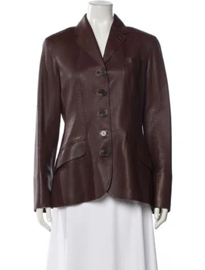Pre-owned Hermes Leather Jacket In Brown