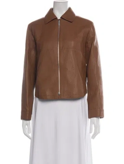 Pre-owned Hermes Leather Jacket In Brown