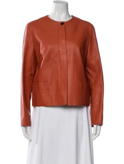 Pre-owned Hermes Leather Jacket In Orange