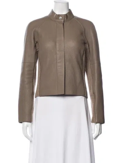Pre-owned Hermes Leather Jacket W/ Tags In Brown