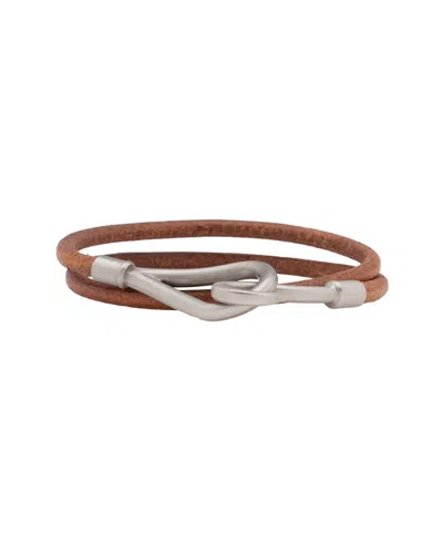 Pre-owned Hermes Hermès Leather Jumbo Hook Double Tour Bracelet (authentic Pre-loved)