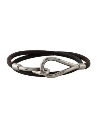 Pre-owned Hermes Leather Jumbo Hoop Wrap Bracelet In Multi