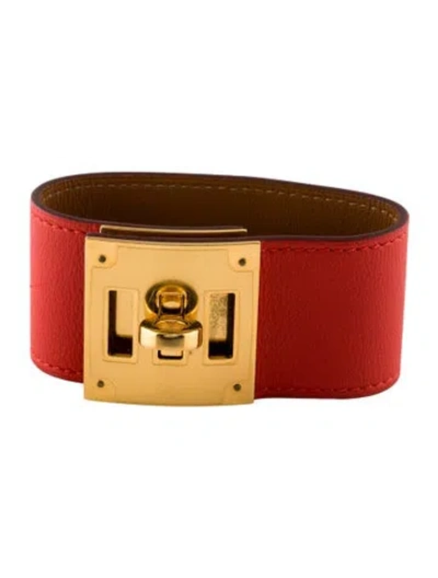 Pre-owned Hermes Leather Kelly Dog Bracelet, 6.5" In Red