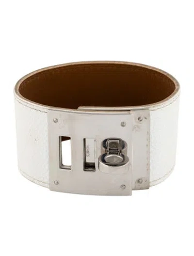 Pre-owned Hermes Leather Kelly Dog Bracelet In White