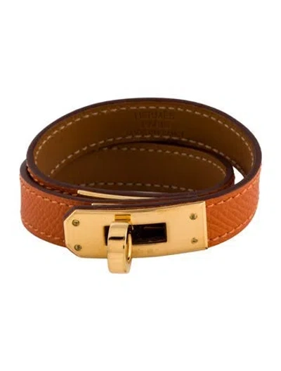 Pre-owned Hermes Leather Kelly Double Tour Wrap Bracelet, 6.25" In Multi